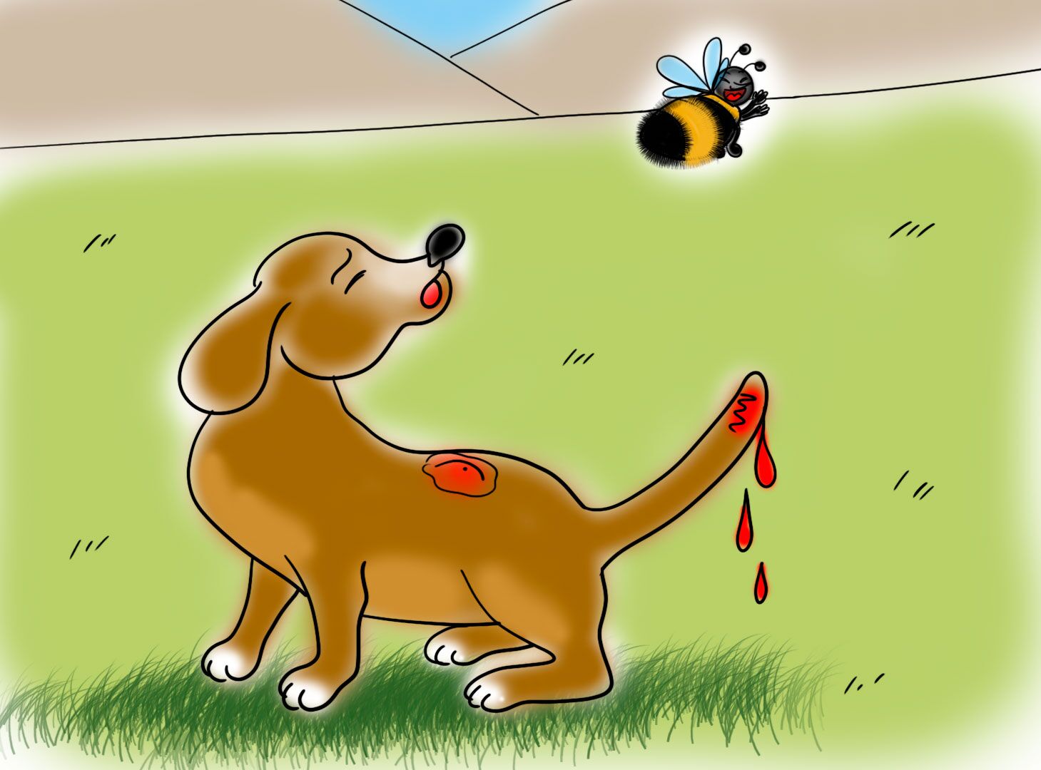 Собака кусает рисунок