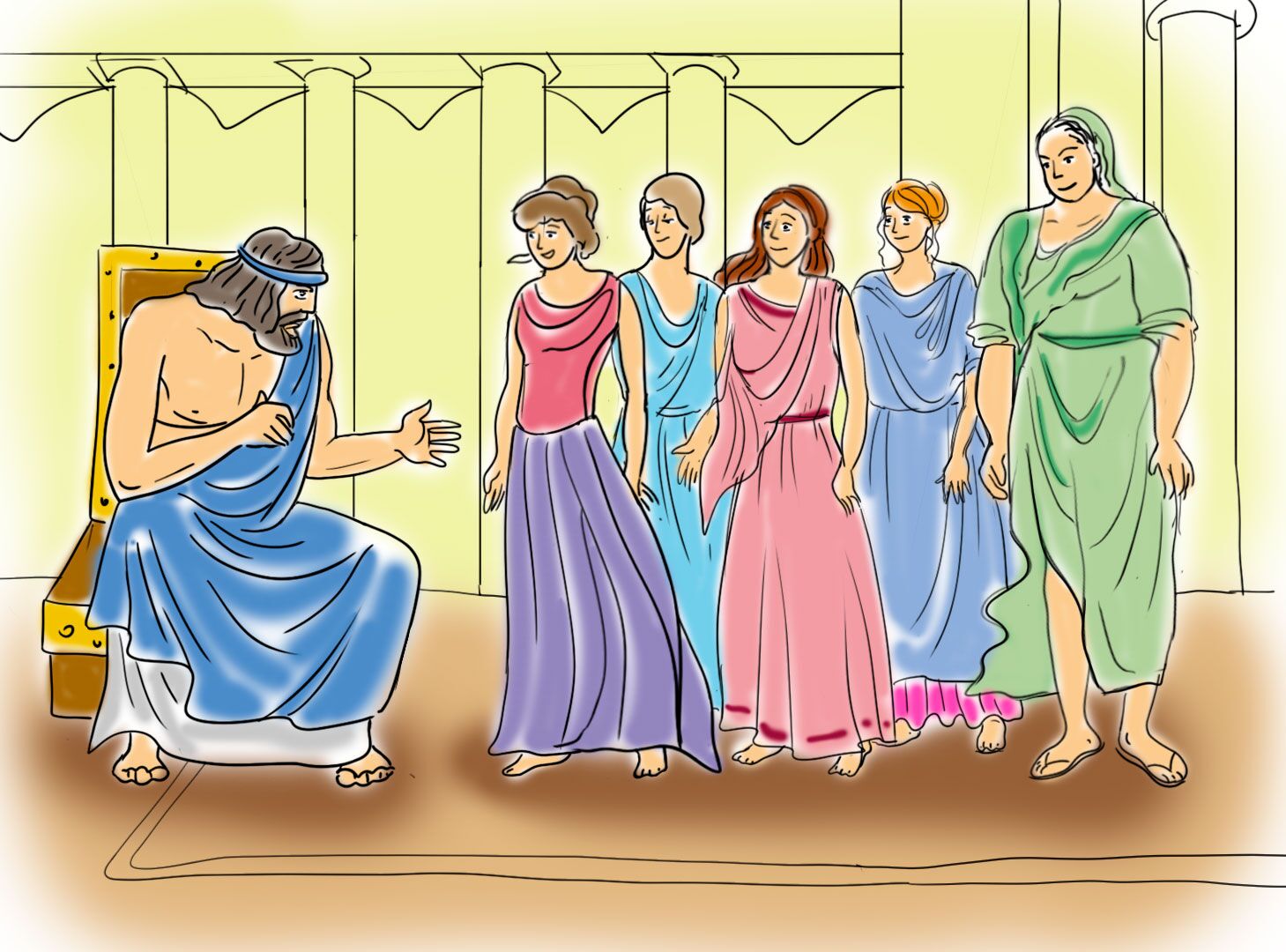 Хитрость одиссея. Ахиллес в женском платье. Ахиллес переодетый в женщину. Иллюстрация к мифу об ахилле. Ахиллес и Мойры.
